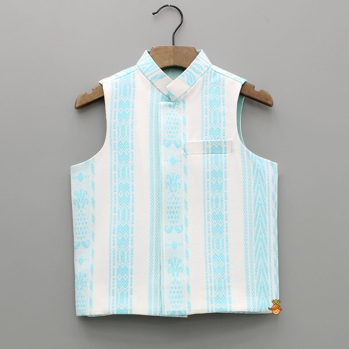 Off White Kurta And Jacket With Pyjama