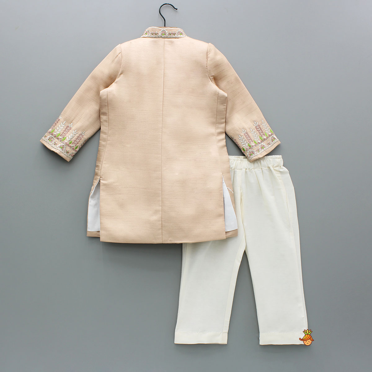 Peach Embroidered Sherwani And Pyjama
