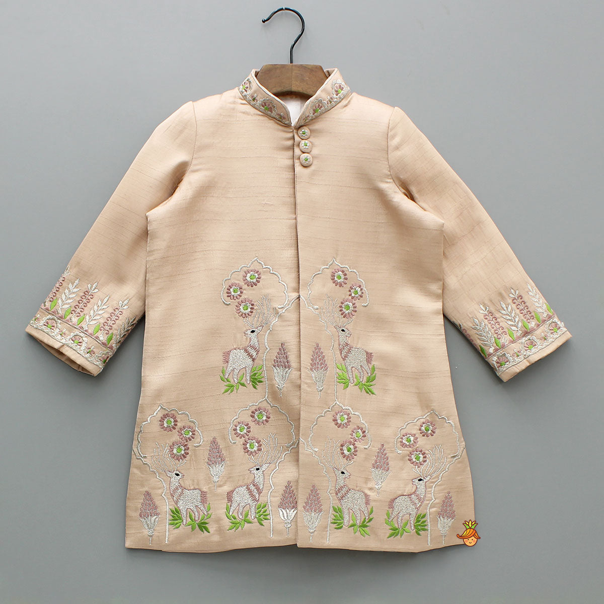 Peach Embroidered Sherwani And Pyjama