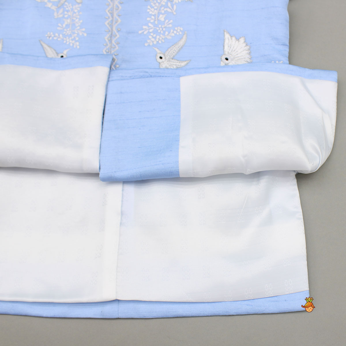 Bird Embroidered Blue Sherwani With Pants