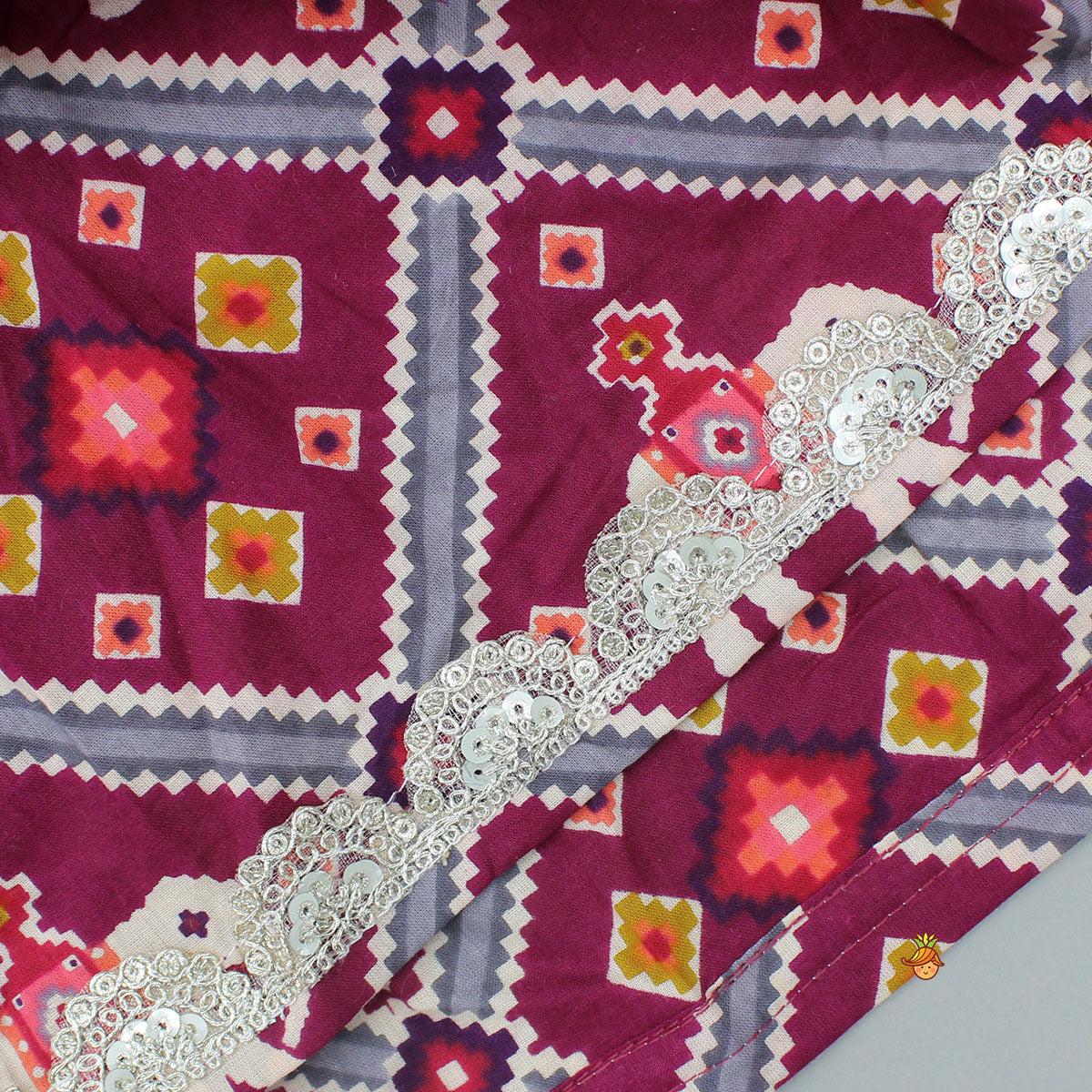 Beautiful Patola-Printed Angarkha Style Kurti And Dhoti With Dupatta