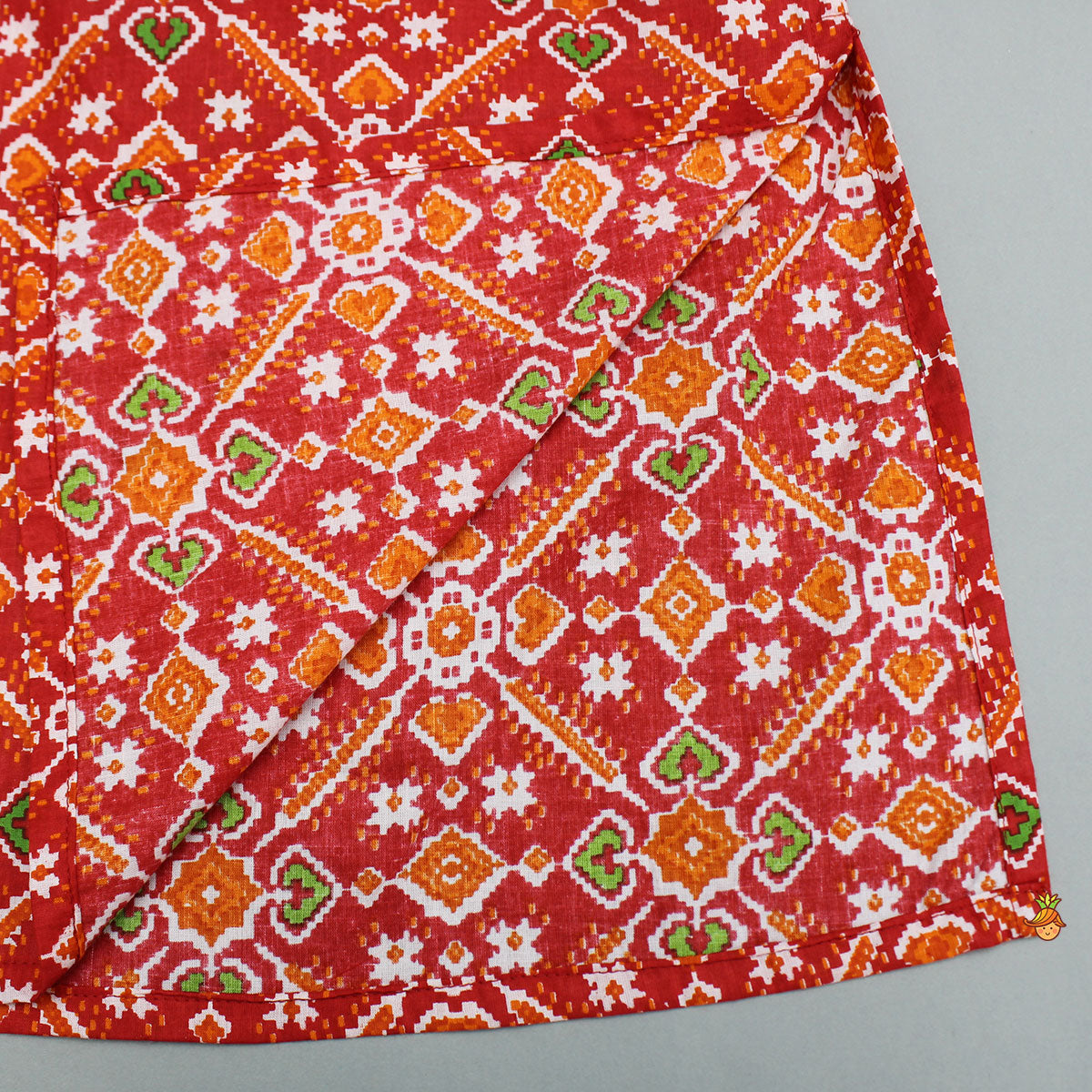 Traditional Patola Print Kurta With Gota Lace Embellishment And Pyjama