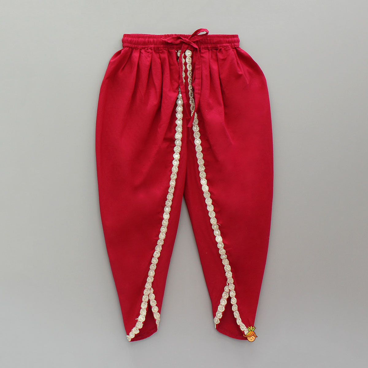 Beautiful Patola-Printed Angarkha Style Red Kurti And Dhoti With Dupatta