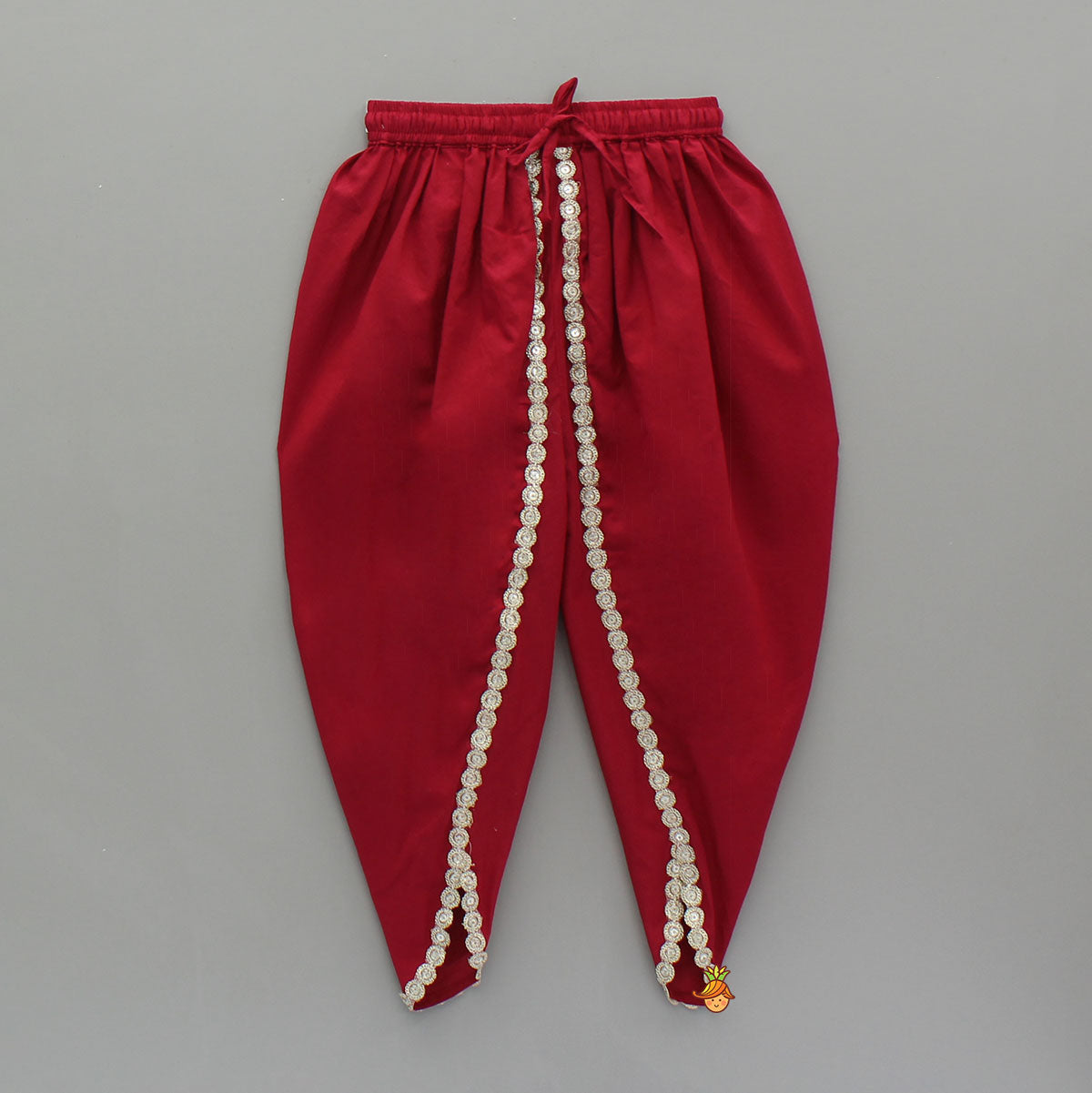 Beautiful Patola-Printed Angarkha Style Red Kurti And Dhoti With Dupatta