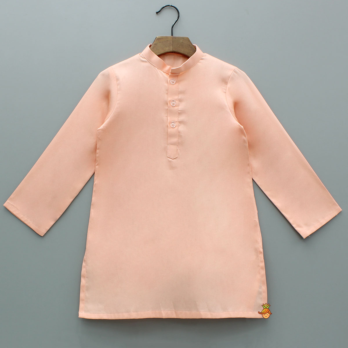 Peach Kurta With Embroidered Multicolor Jacket And Pyjama
