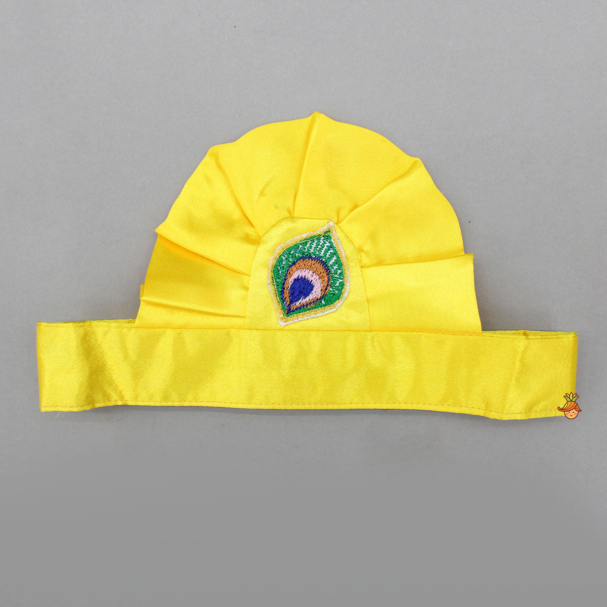 Brocade Flap-Enhanced Yellow Dhoti With Shawl And Mor Pankh Headband