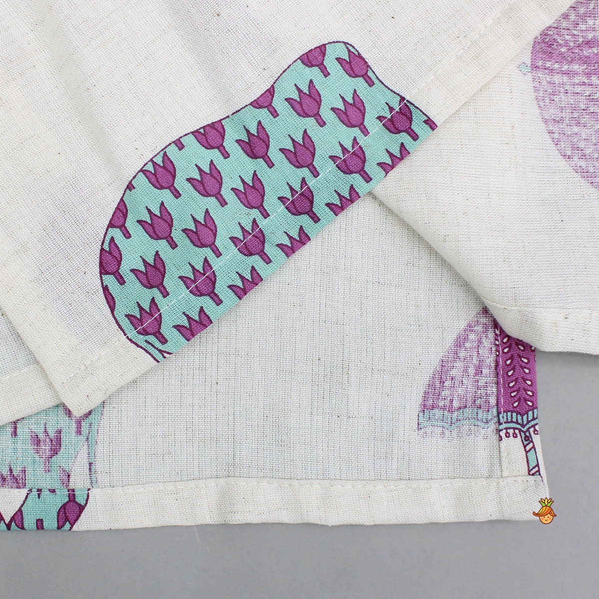 Animal Printed Off White Khadi Cotton Kurta With Pyjama