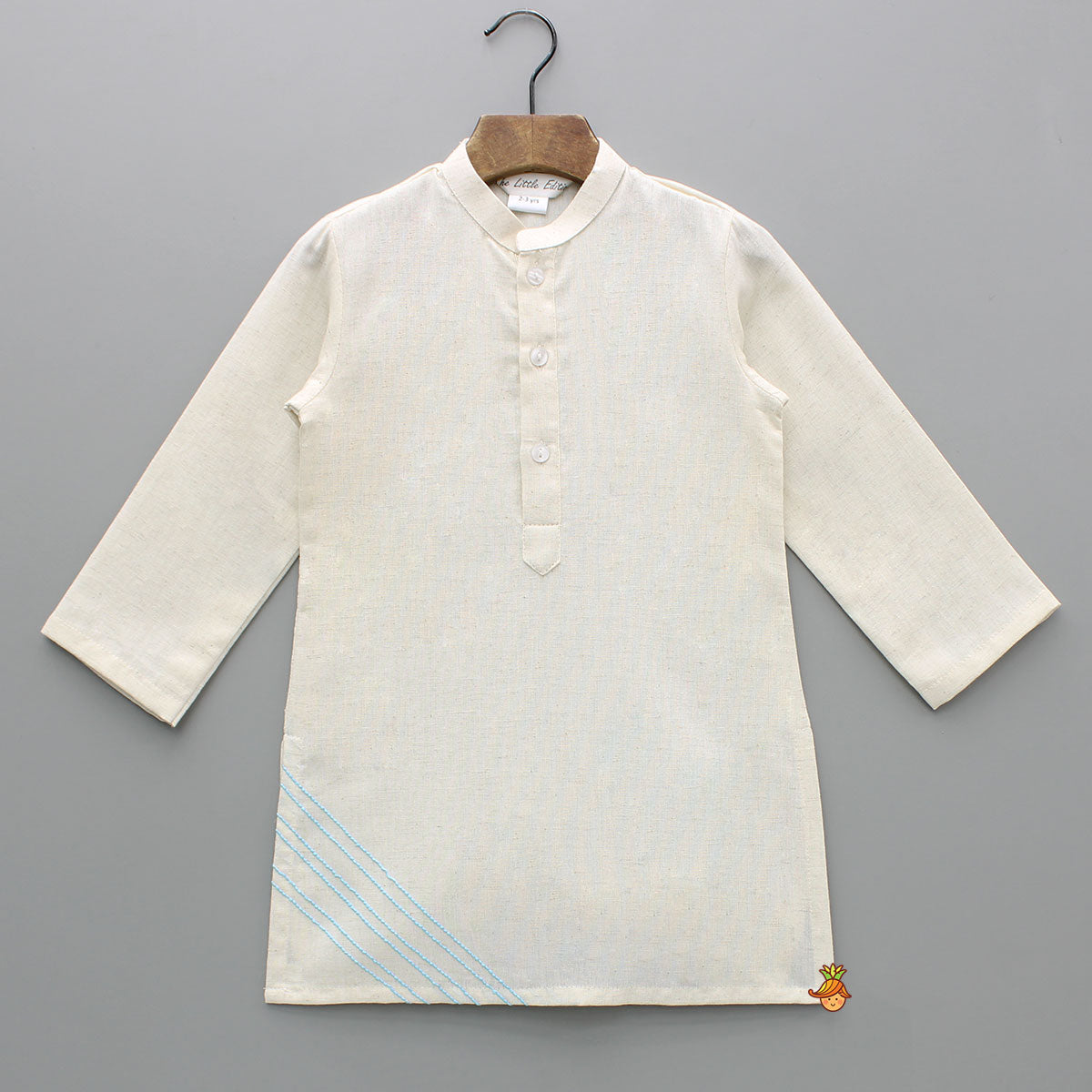 Off White Khadi Cotton Kurta With Tulip Printed Jacket And Pyjama