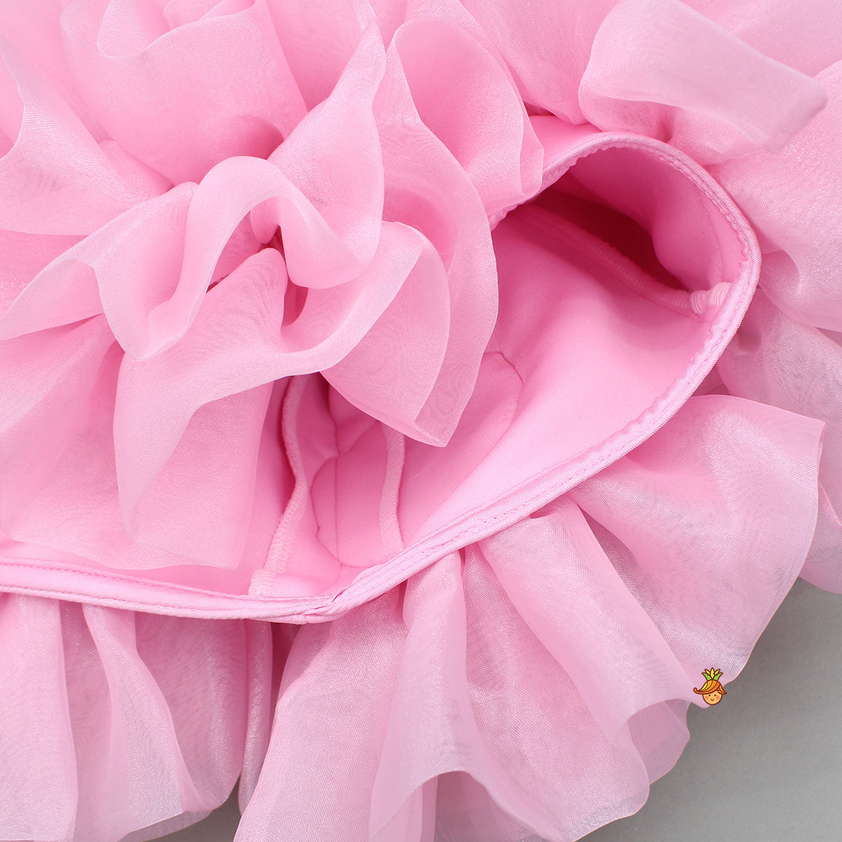 Pink Elegant Embellished Dress With Organza Flower Detail