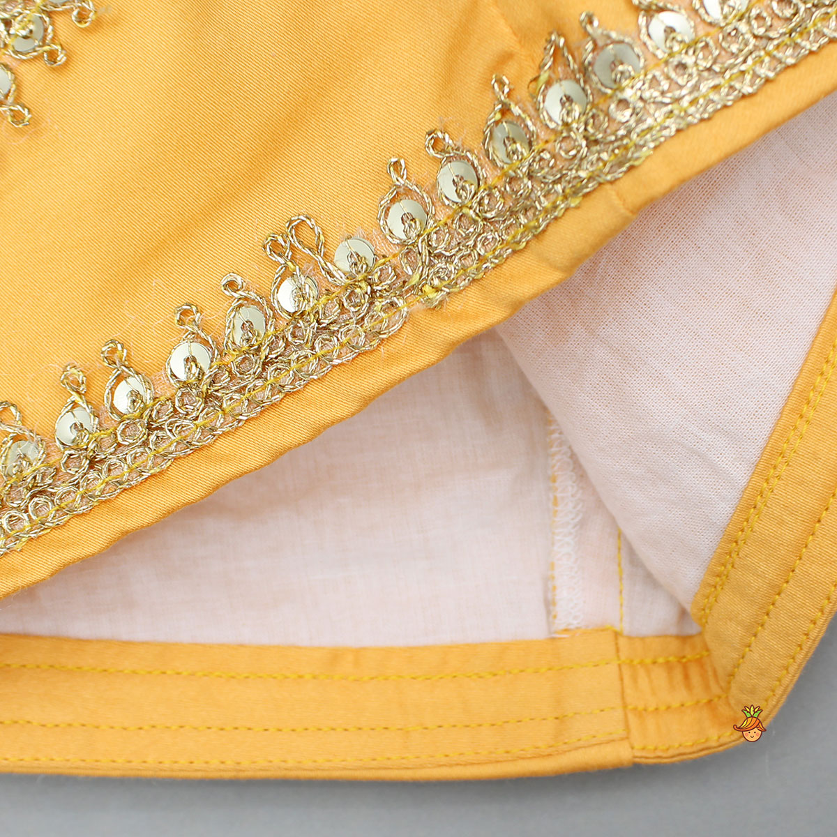 Orange Lace Top With Lehenga And Dupatta