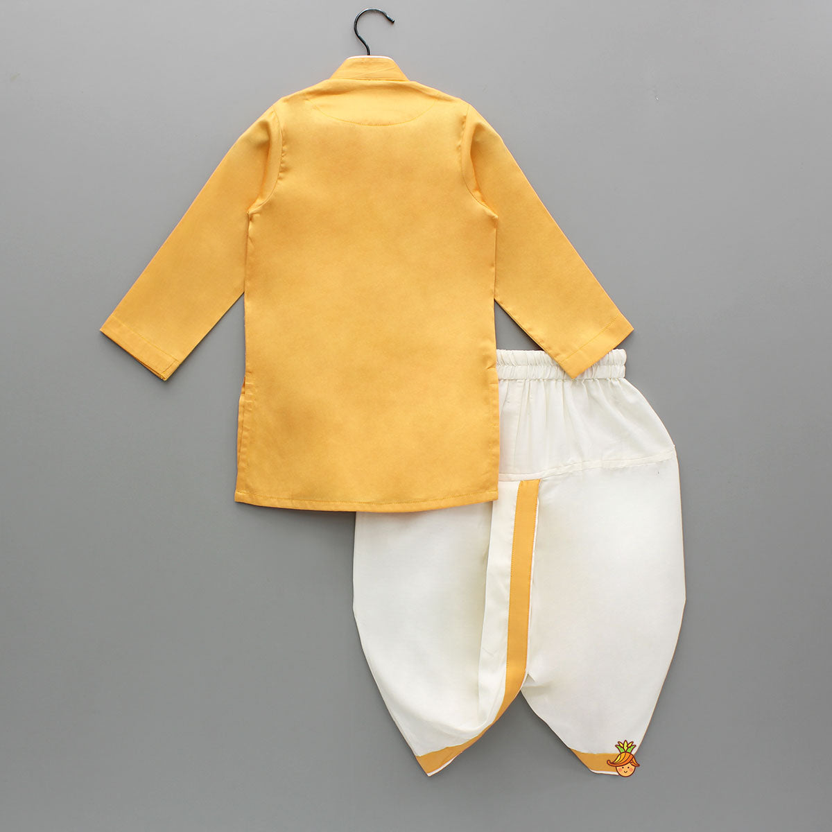 Orange Cotton Kurta With Dhoti