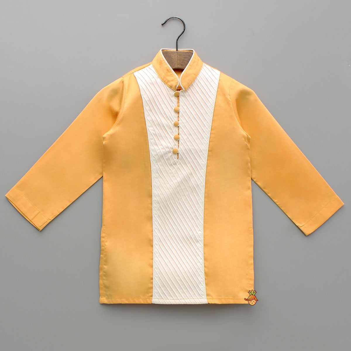 Orange Cotton Kurta With Dhoti