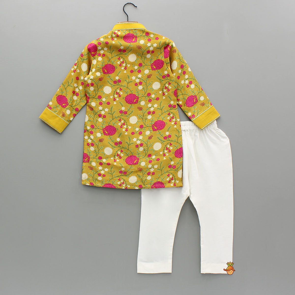 Mustard Floral Printed Kurta With Pyjama