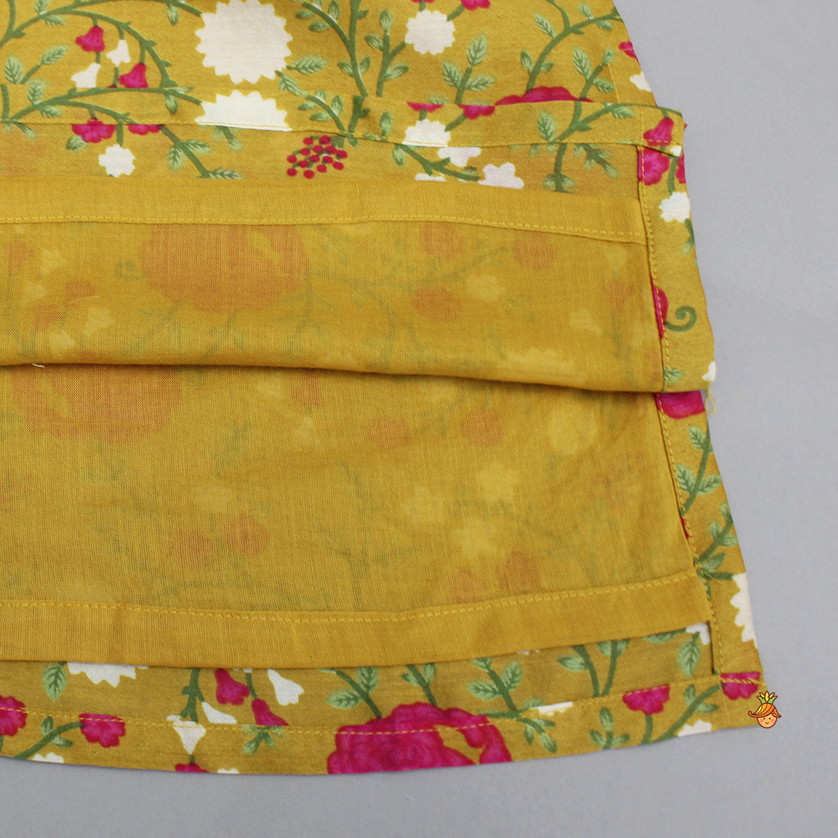 Mustard Floral Printed Kurta With Pyjama