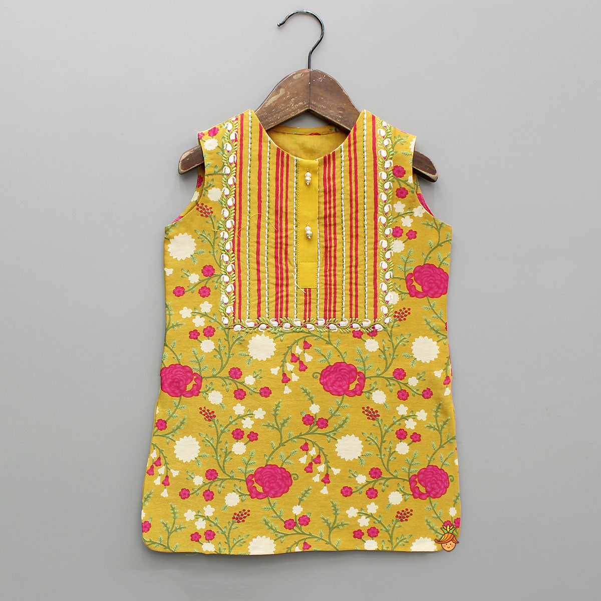 Mustard Floral Chanderi Kurta And Salwar