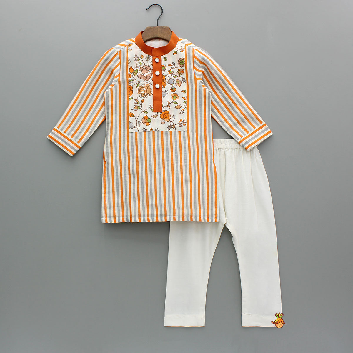 Multicolor Striped Printed Kurta With Pyjama