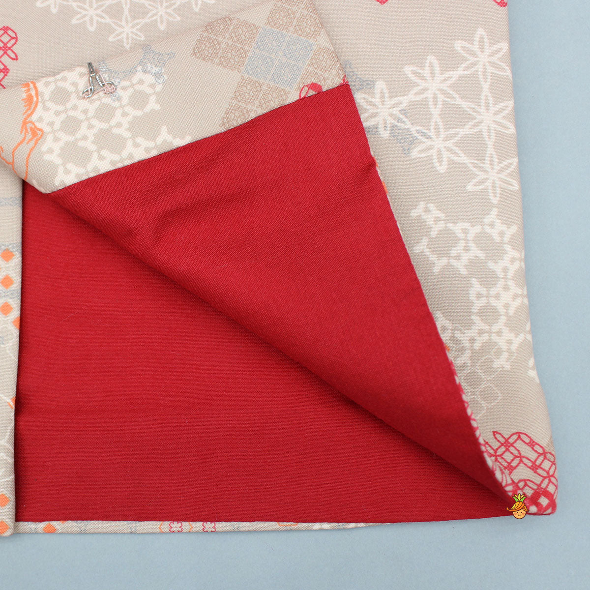 Red Kurta With Geometric Printed Embroidered Jacket And Pyjama