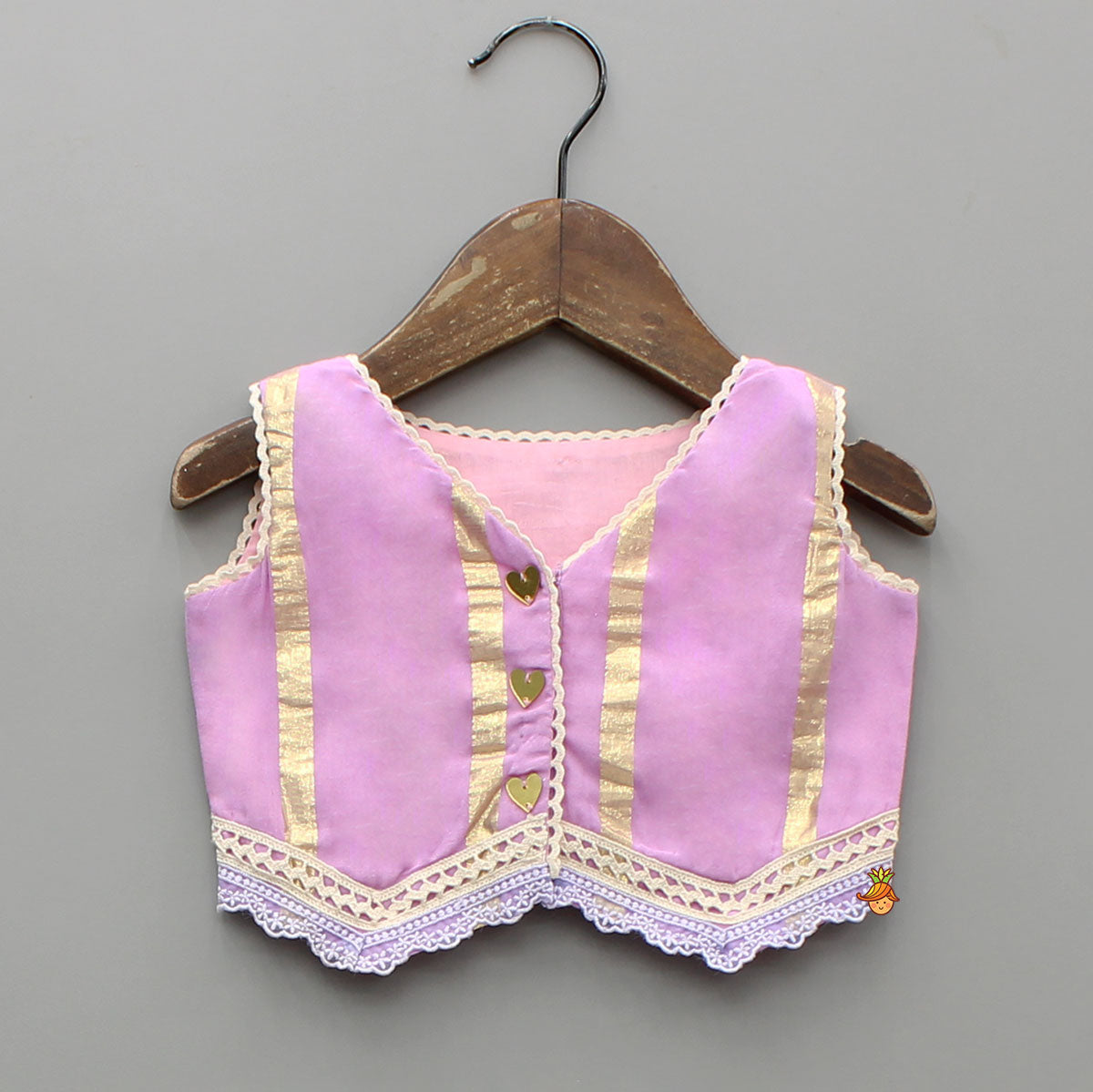 Heart Detail Pink Top With Floral Lehenga