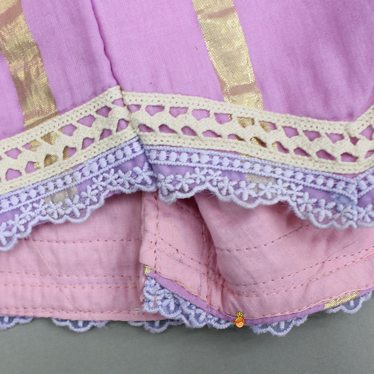 Heart Detail Pink Top With Floral Lehenga