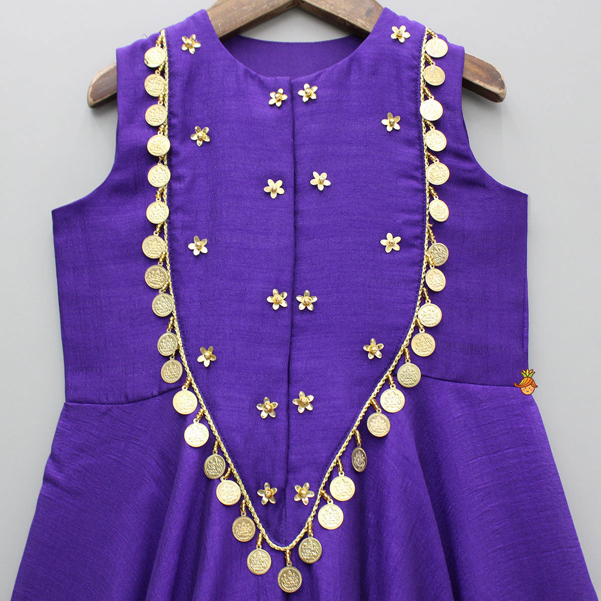 Ethnic Floral Sequins Flowy Violet Jumpsuit