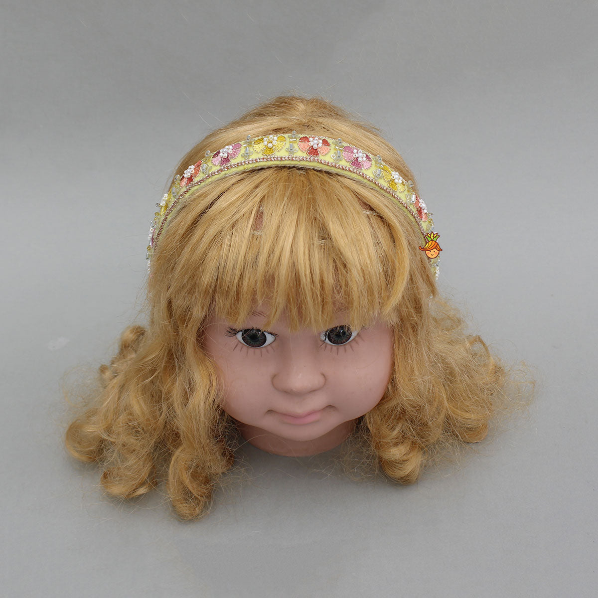 Yellow Embroidered Floral Hairband With Beadwork