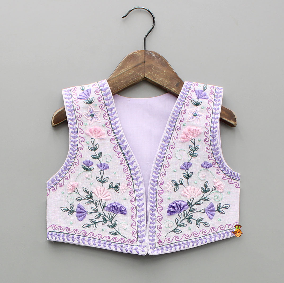 White Smocked Strappy Dress With Embroidered Waistcoat