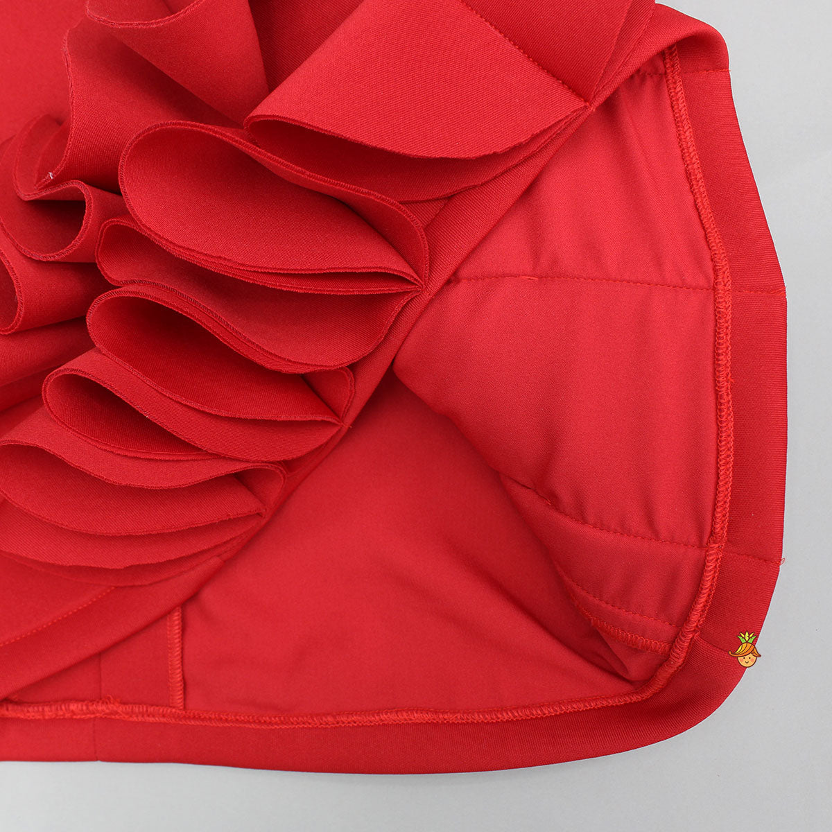Red Ruffle Hem Dress With Bow Adornment