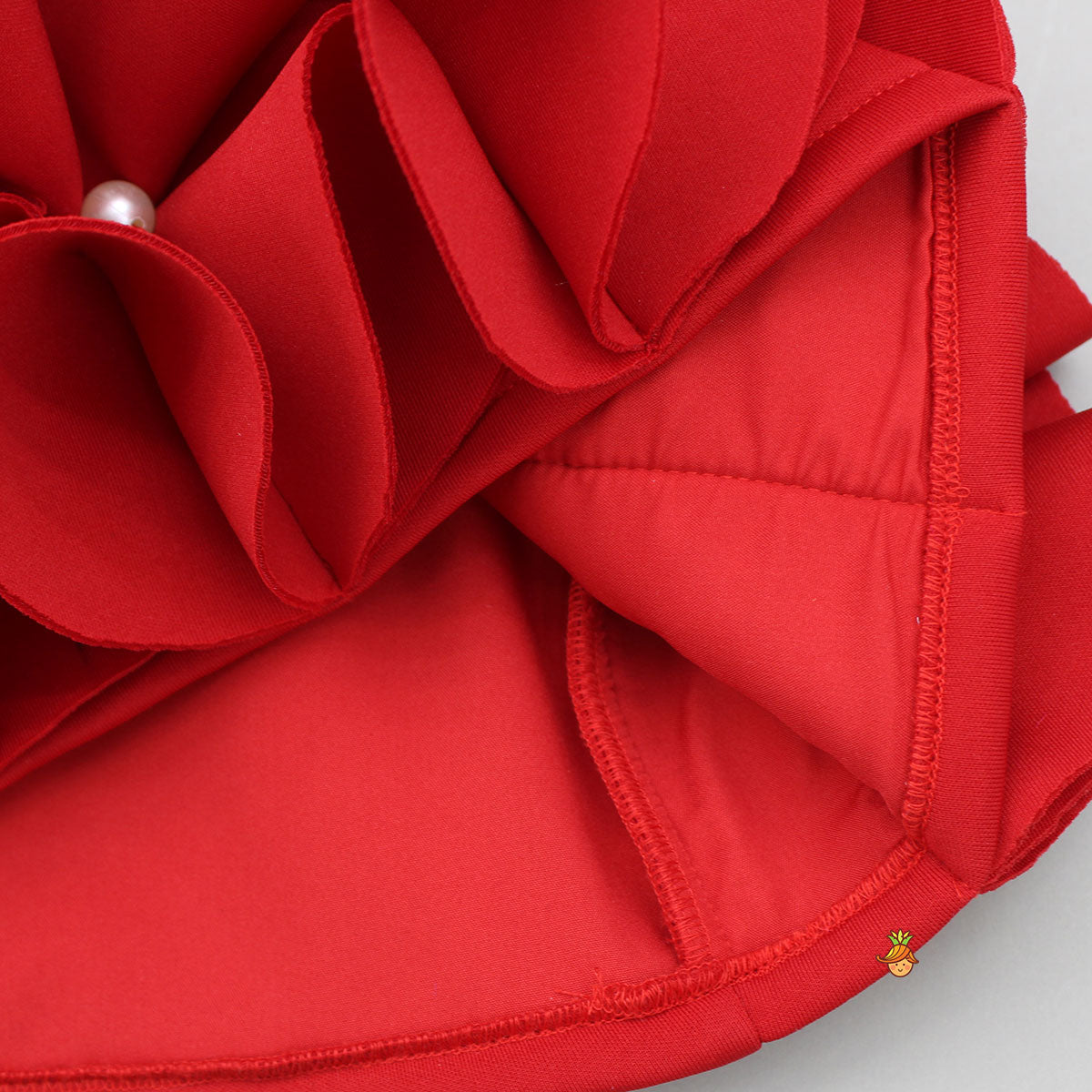 Red Ruffle Hem Dress With Bow Adornment