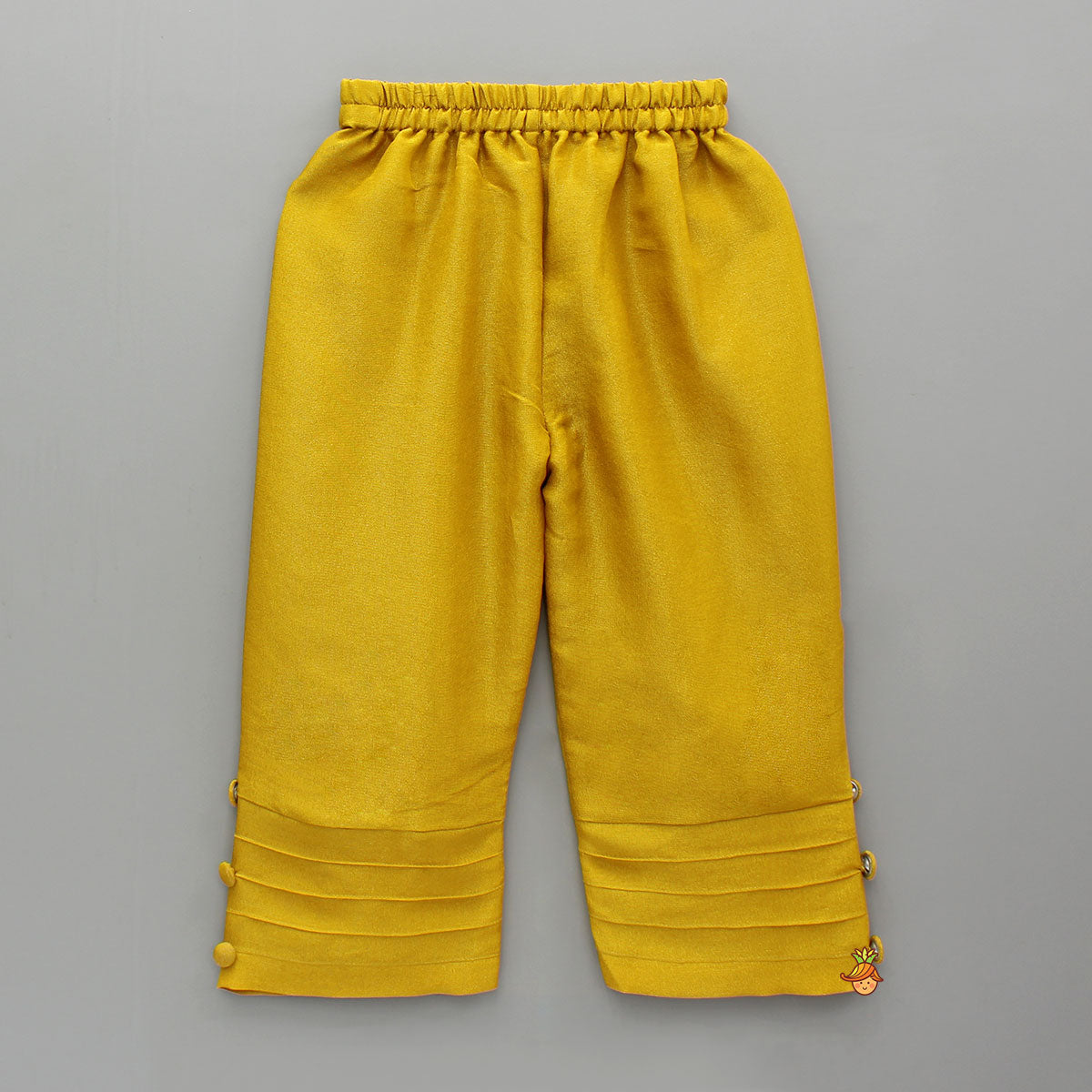 Overlap-Style Shiny Mustard Kurti With Pant