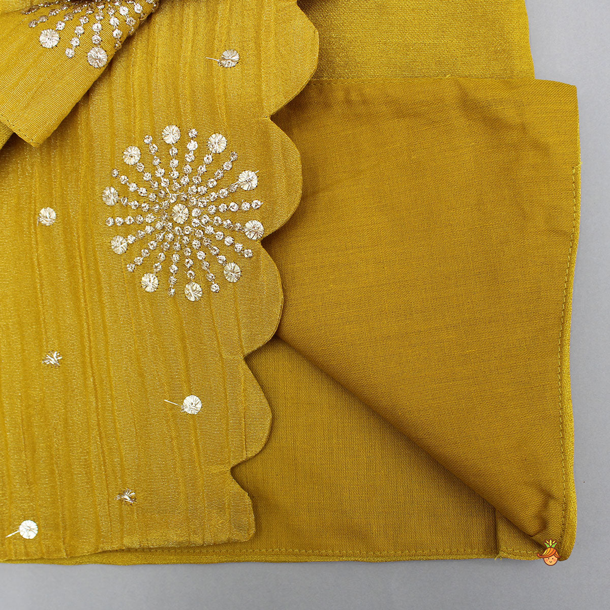 Overlap-Style Shiny Mustard Kurti With Pant
