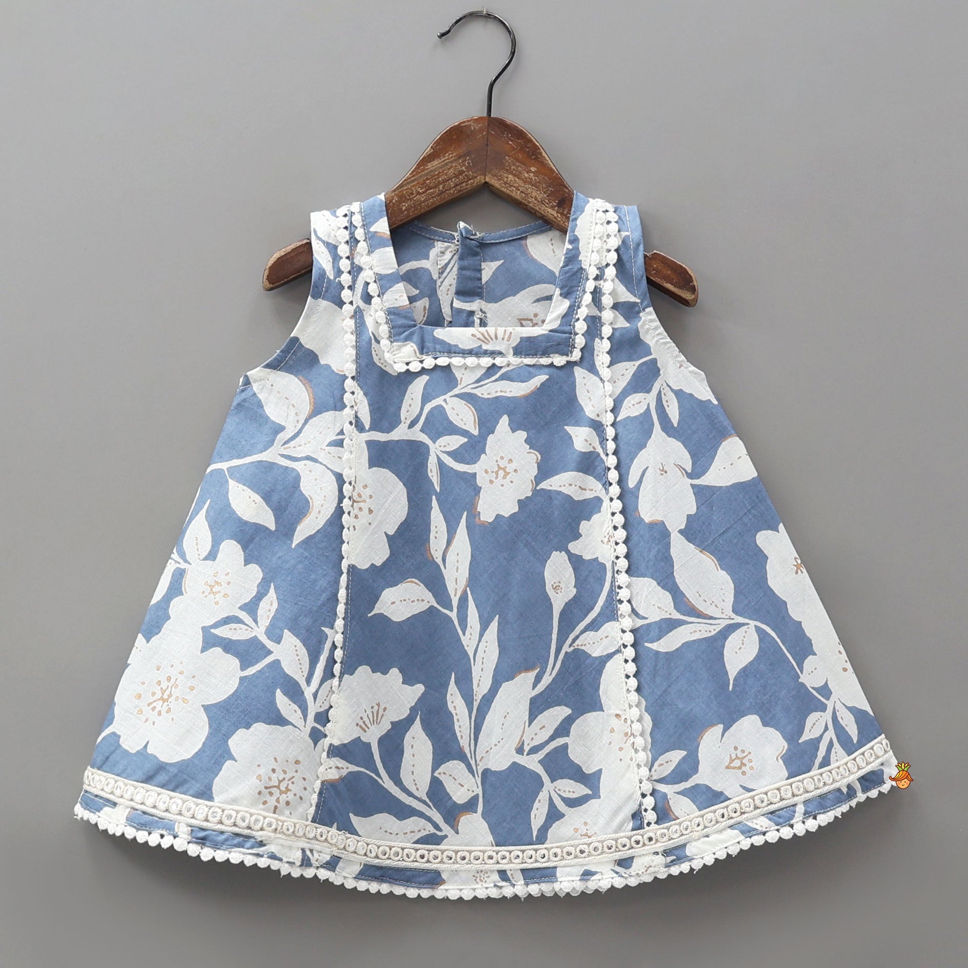Floral Print Blue Kurta With Dhoti