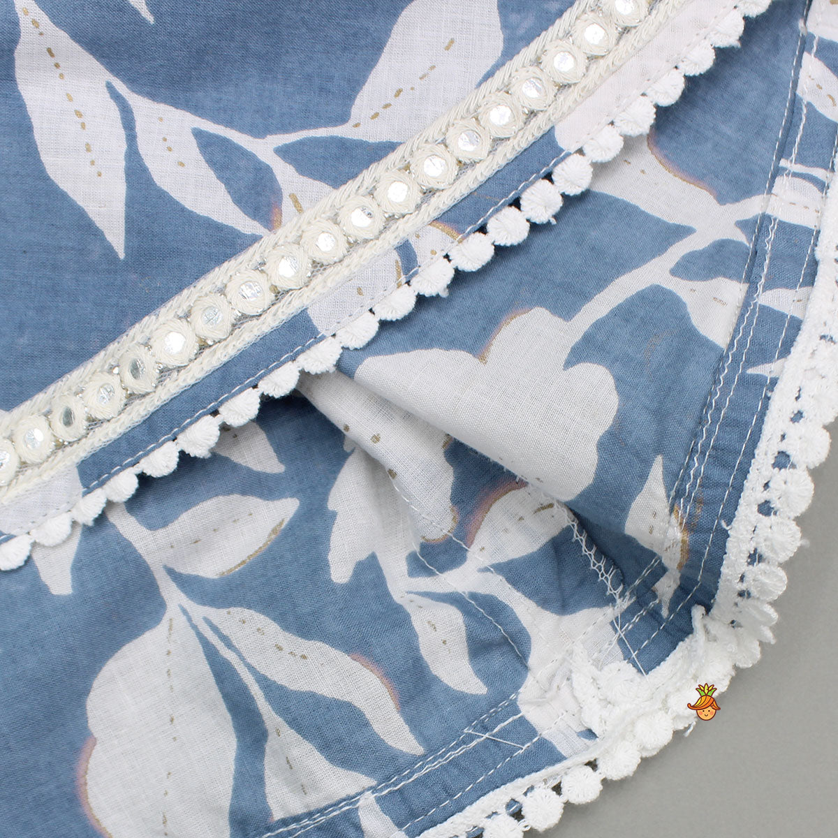 Floral Print Blue Kurta With Dhoti