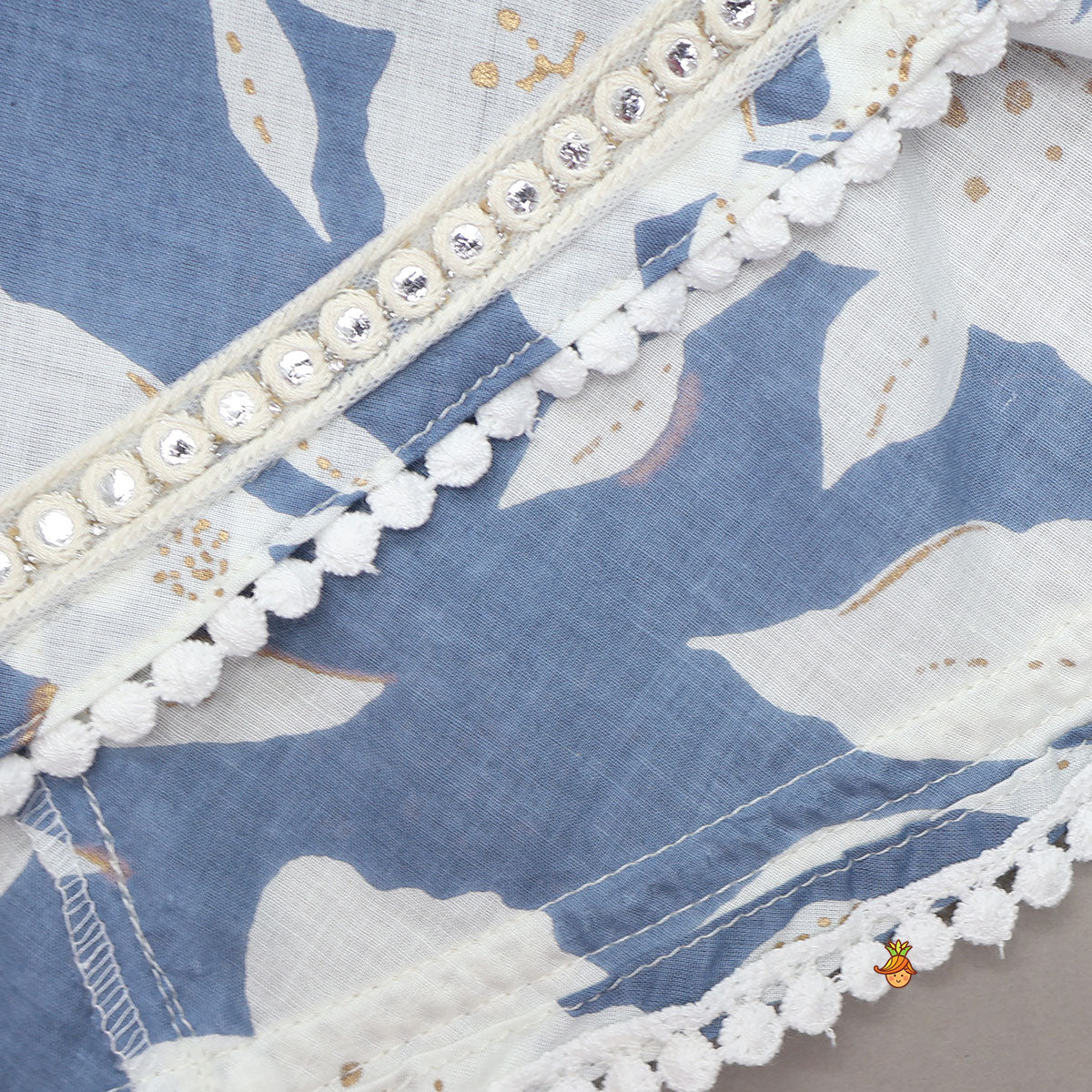 Floral Print Blue Kurta With Dhoti