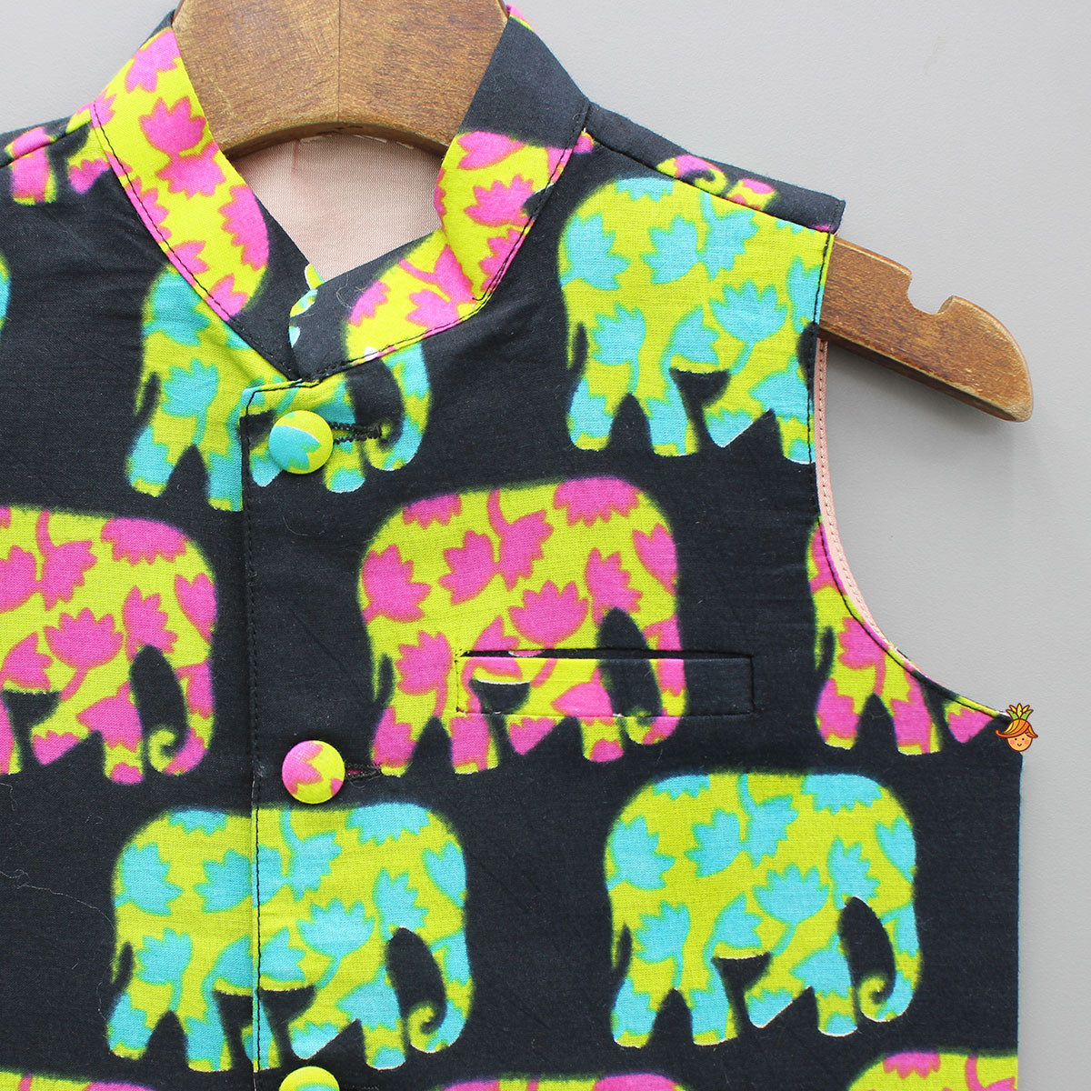 Black Animal Printed Multicolor Jacket