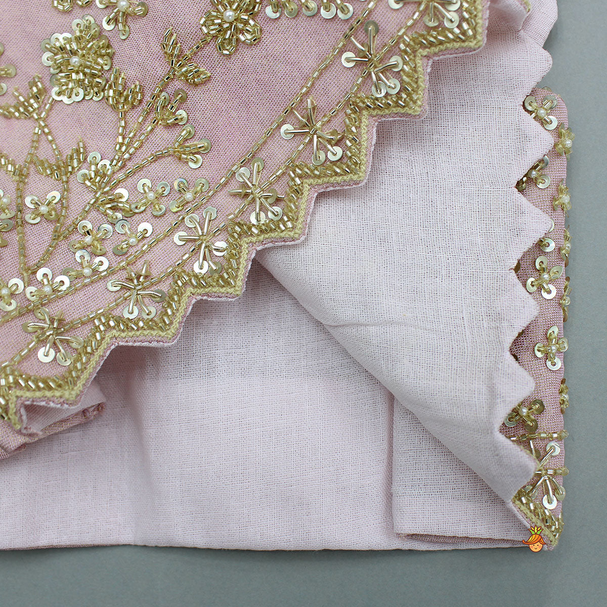 Pink Shimmery Sequin Embroidered Top With Flared Lehenga And Matching Dupatta