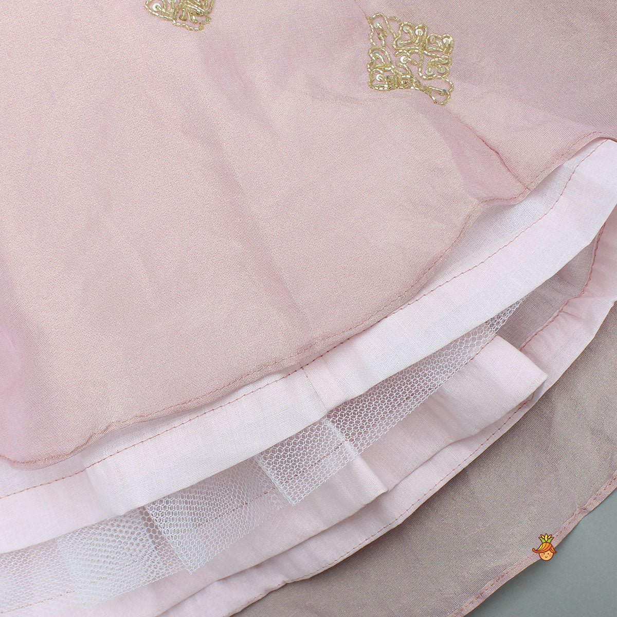 Pink Shimmery Sequin Embroidered Top With Flared Lehenga And Matching Dupatta