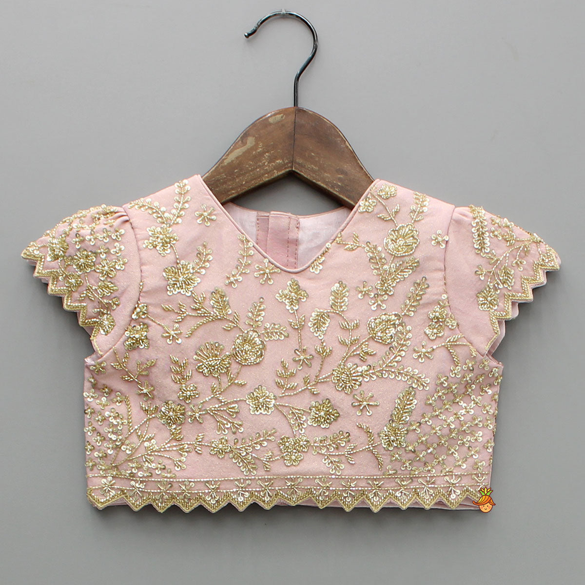 Pink Shimmery Sequin Embroidered Top With Flared Lehenga And Matching Dupatta