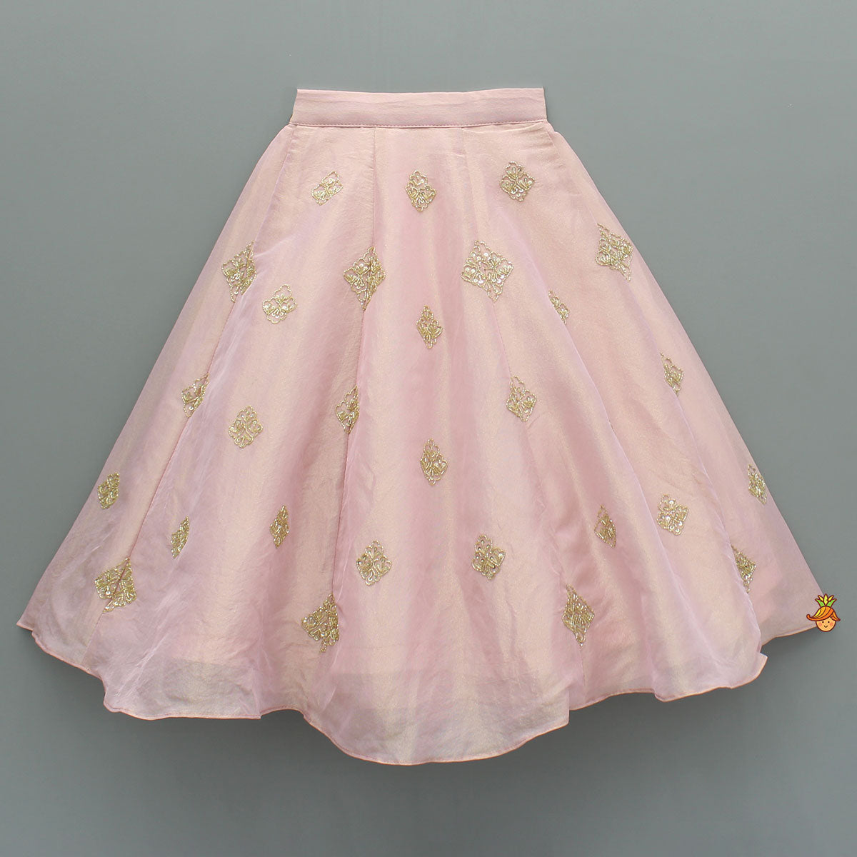 Pink Shimmery Sequin Embroidered Top With Flared Lehenga And Matching Dupatta