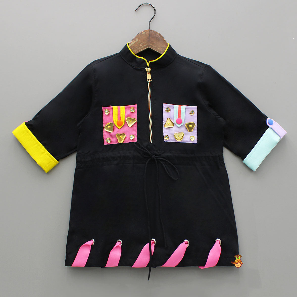 Patch Pocket Detailed Black Dress