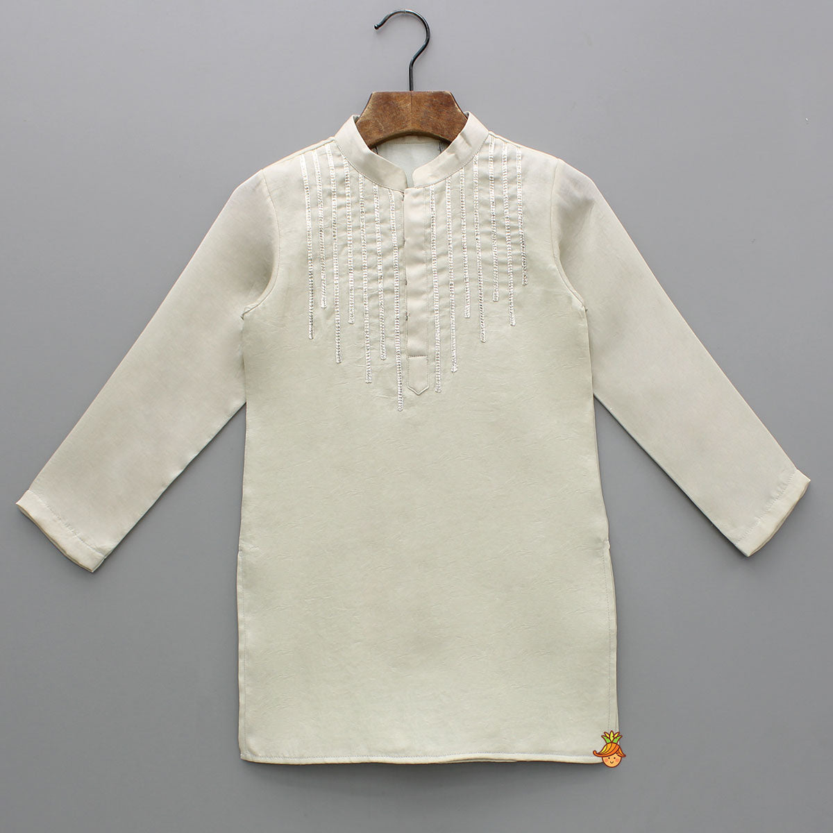Ivory Gota Embellished Kurta With Pyjama