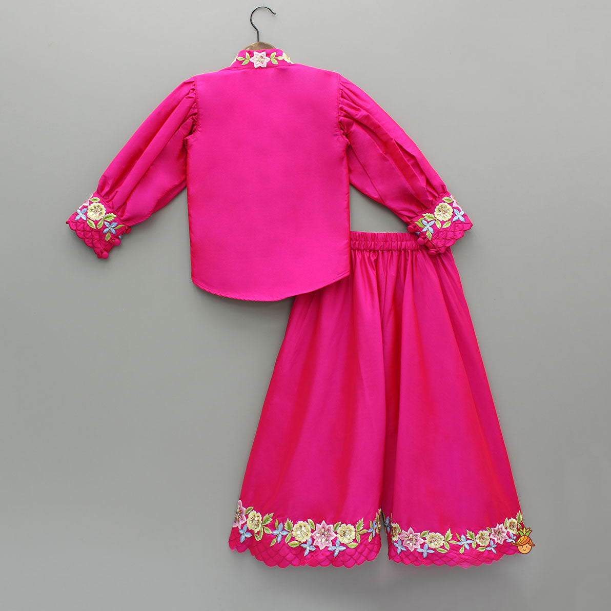 Pink Embroidered Full Sleeves Top And Palazzo