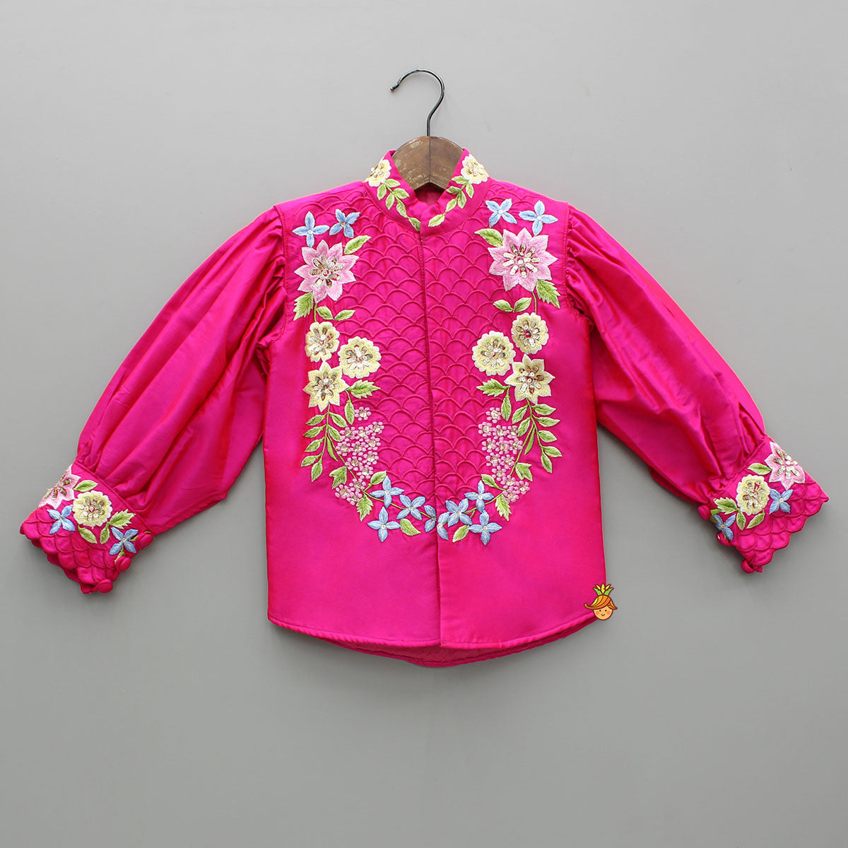Pink Embroidered Full Sleeves Top And Palazzo