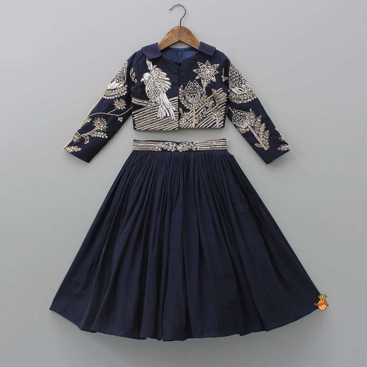 Heavy Embroidered Blue Top And Lehenga