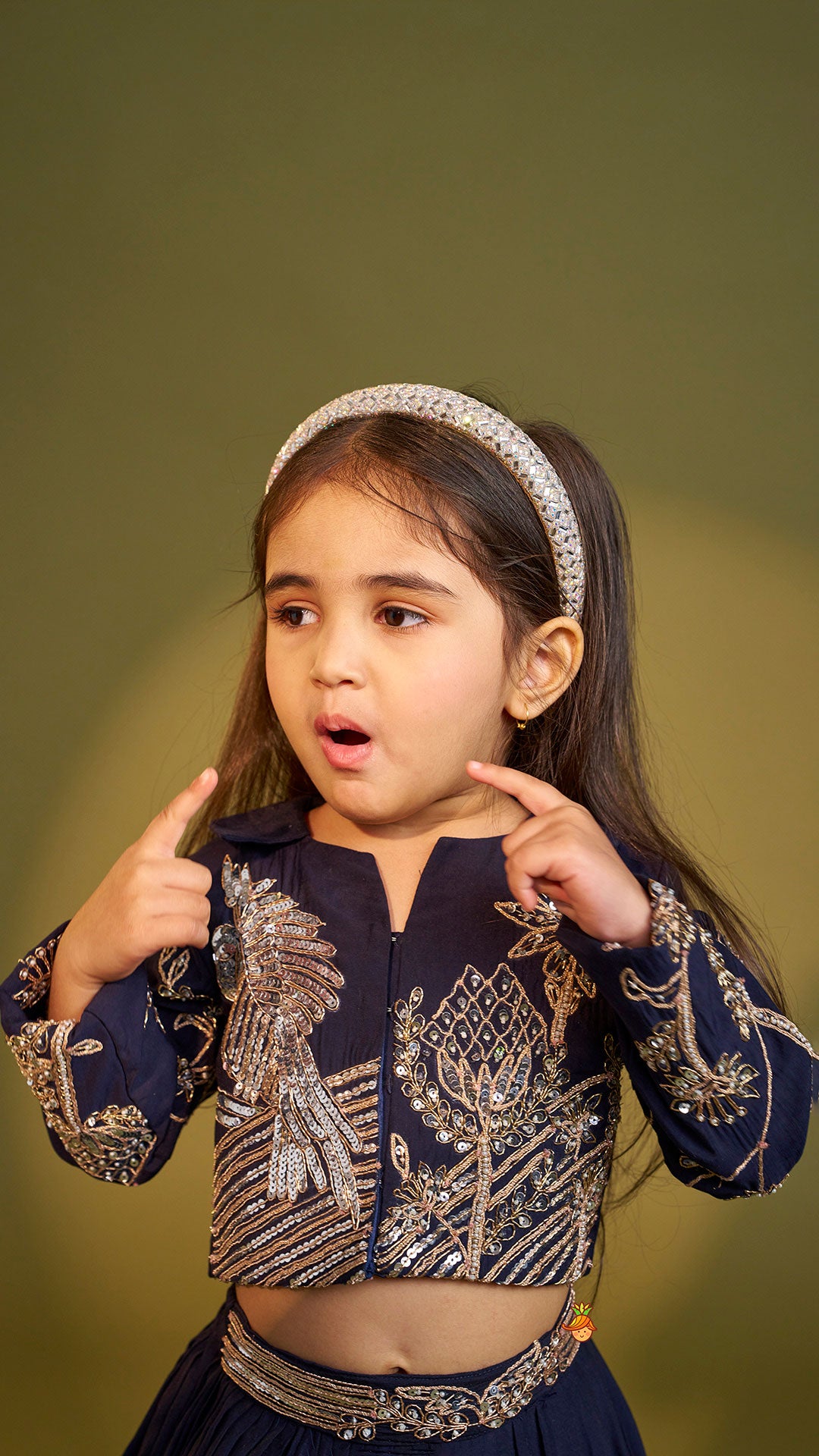 Heavy Embroidered Blue Top And Lehenga