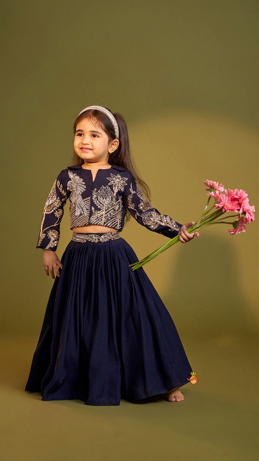 Heavy Embroidered Blue Top And Lehenga