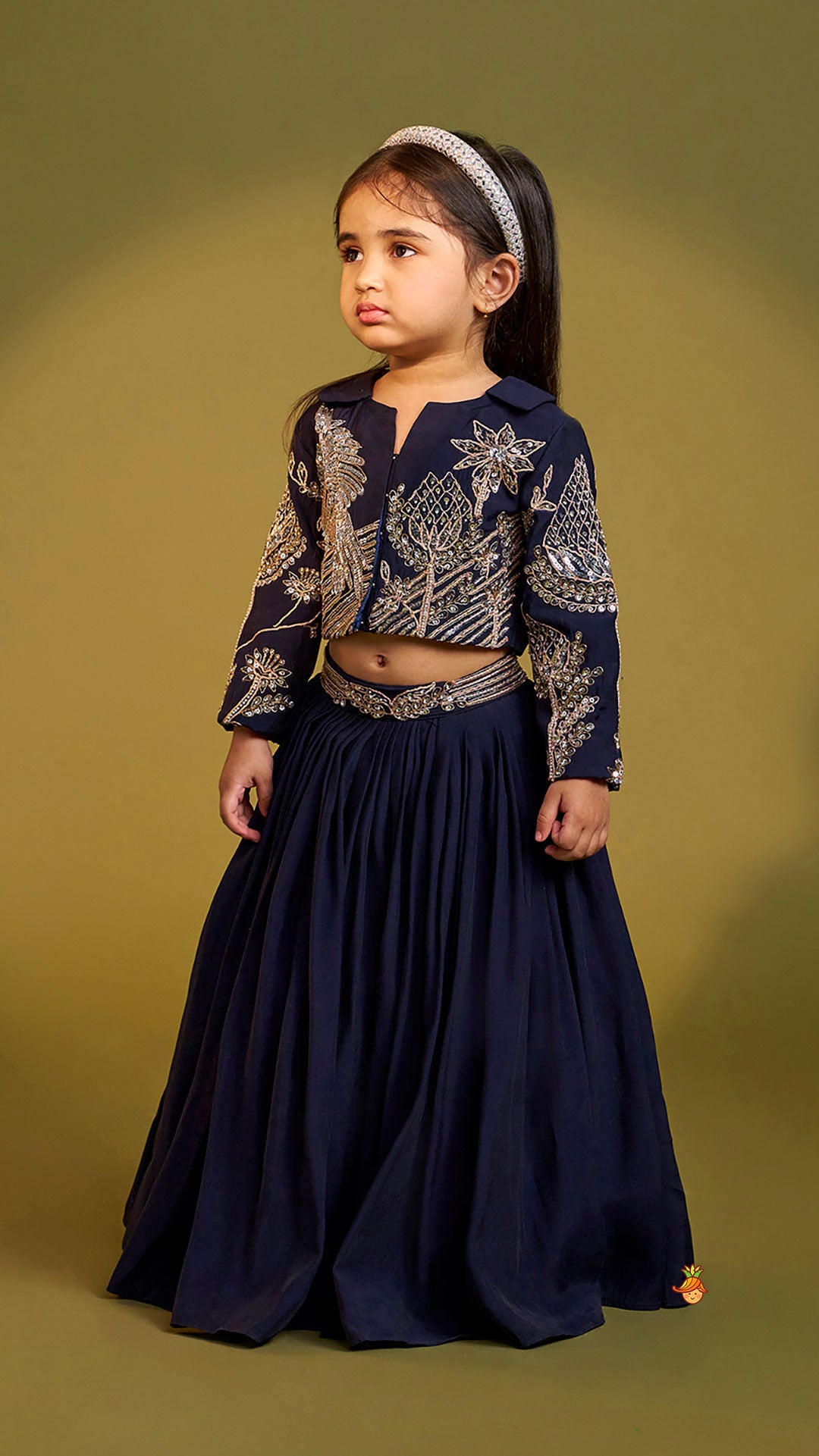 Heavy Embroidered Blue Top And Lehenga