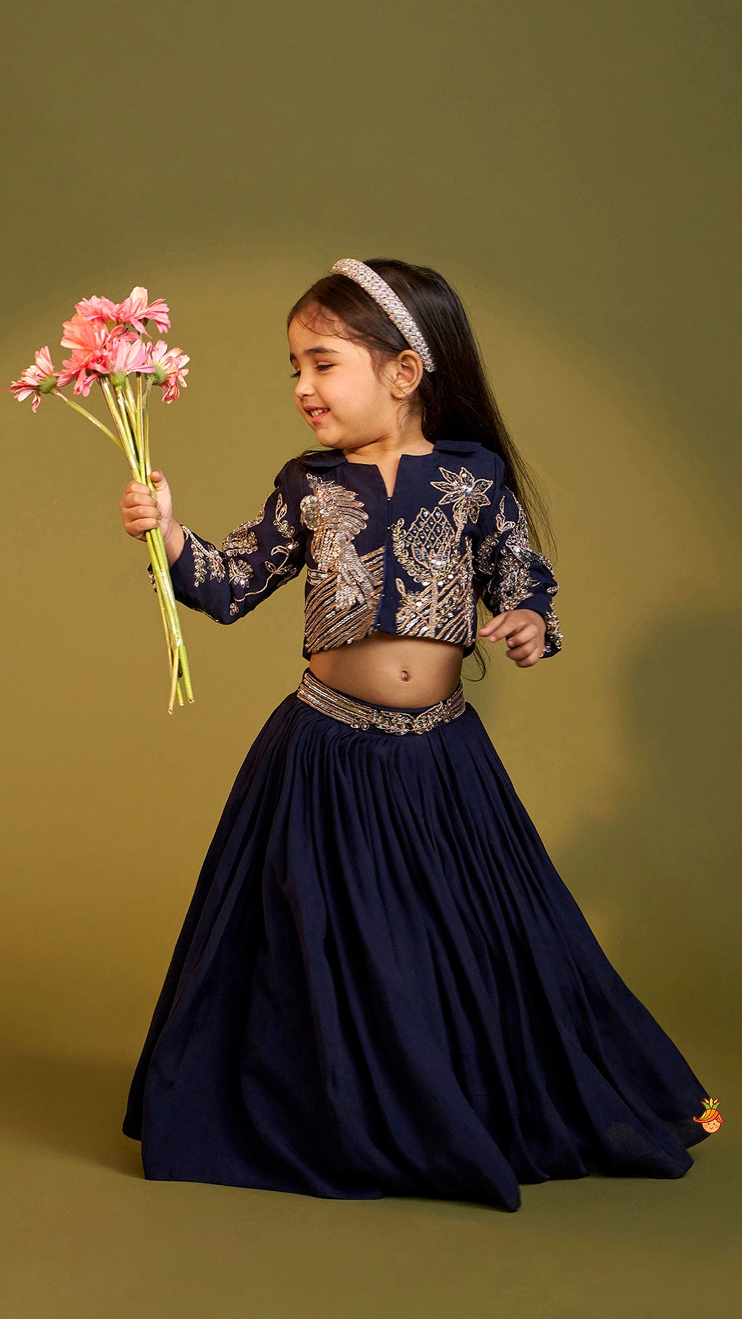 Heavy Embroidered Blue Top And Lehenga