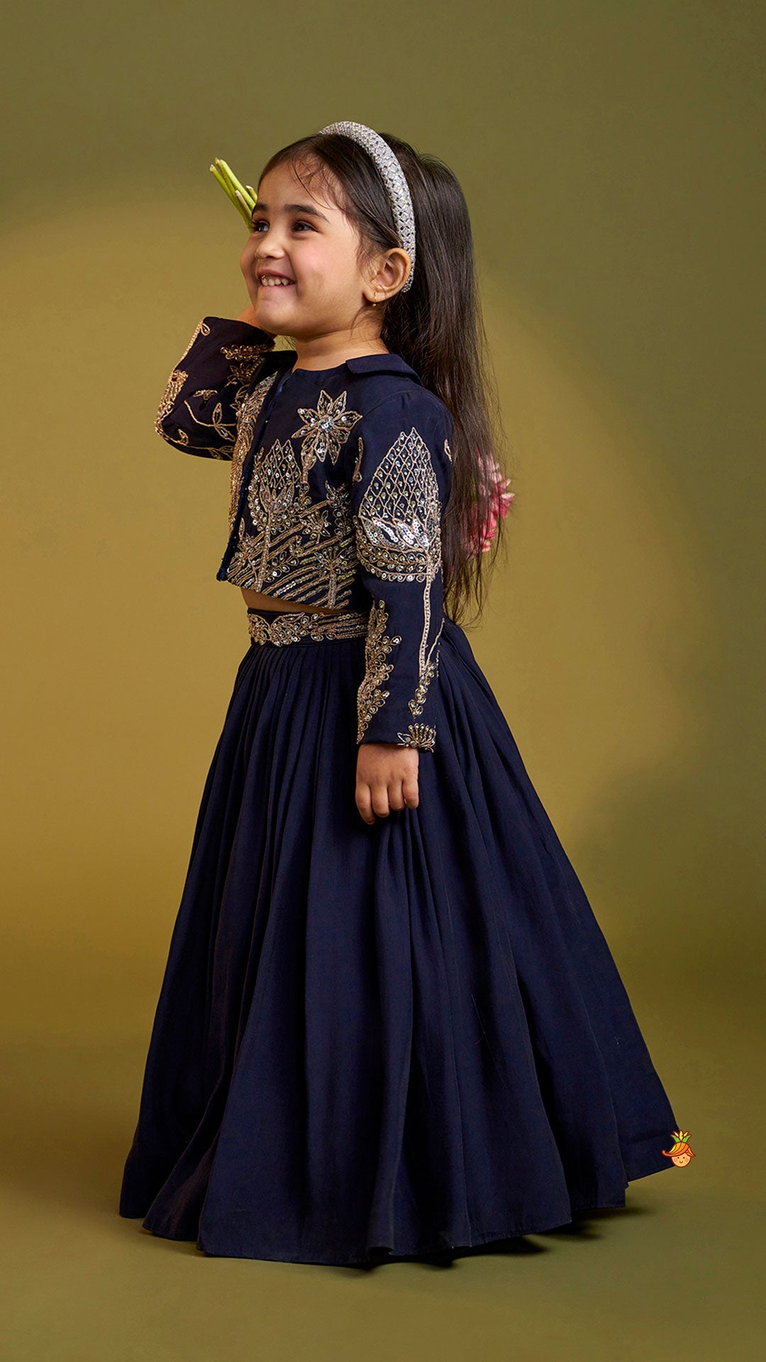 Heavy Embroidered Blue Top And Lehenga