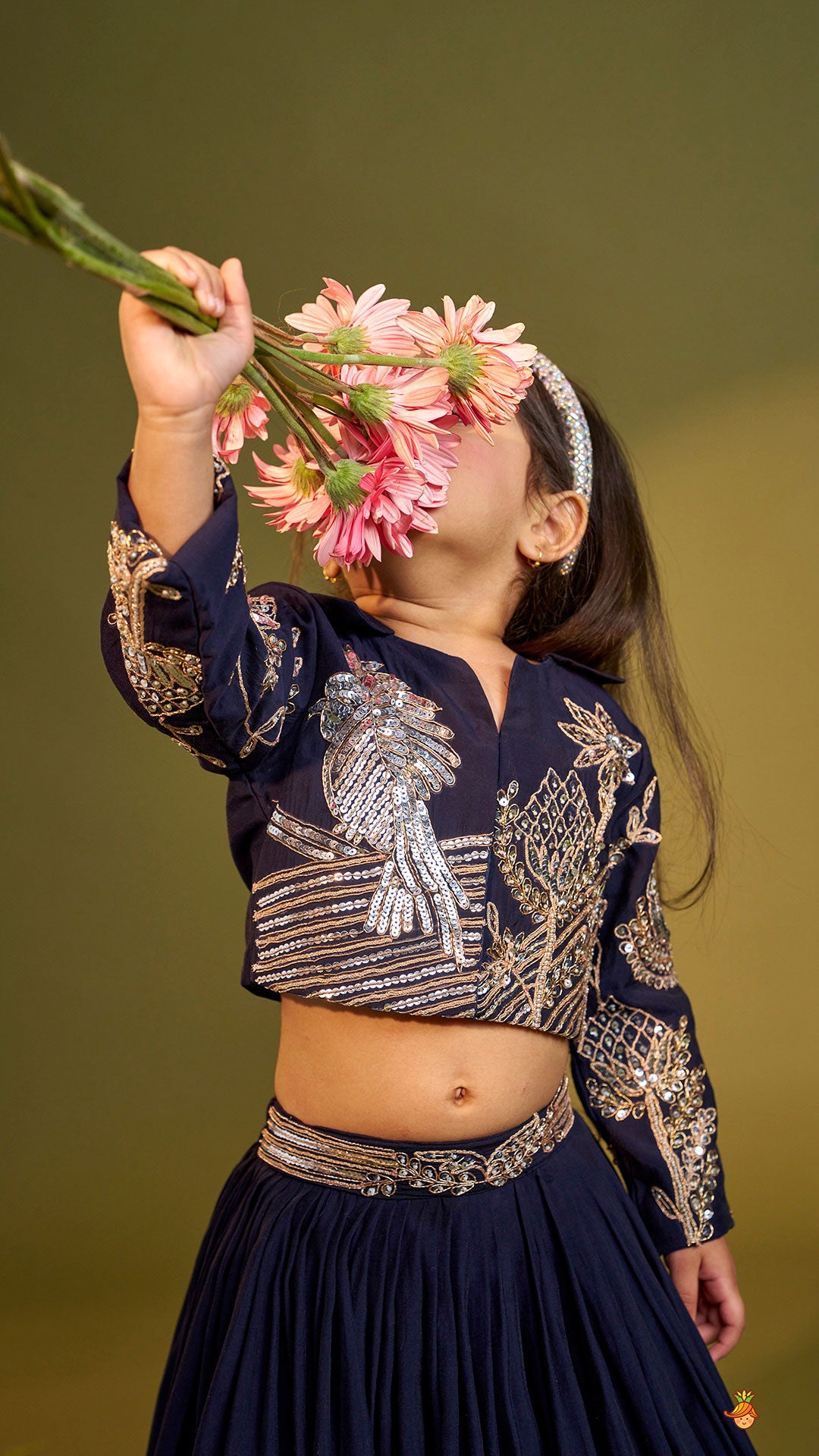 Heavy Embroidered Blue Top And Lehenga