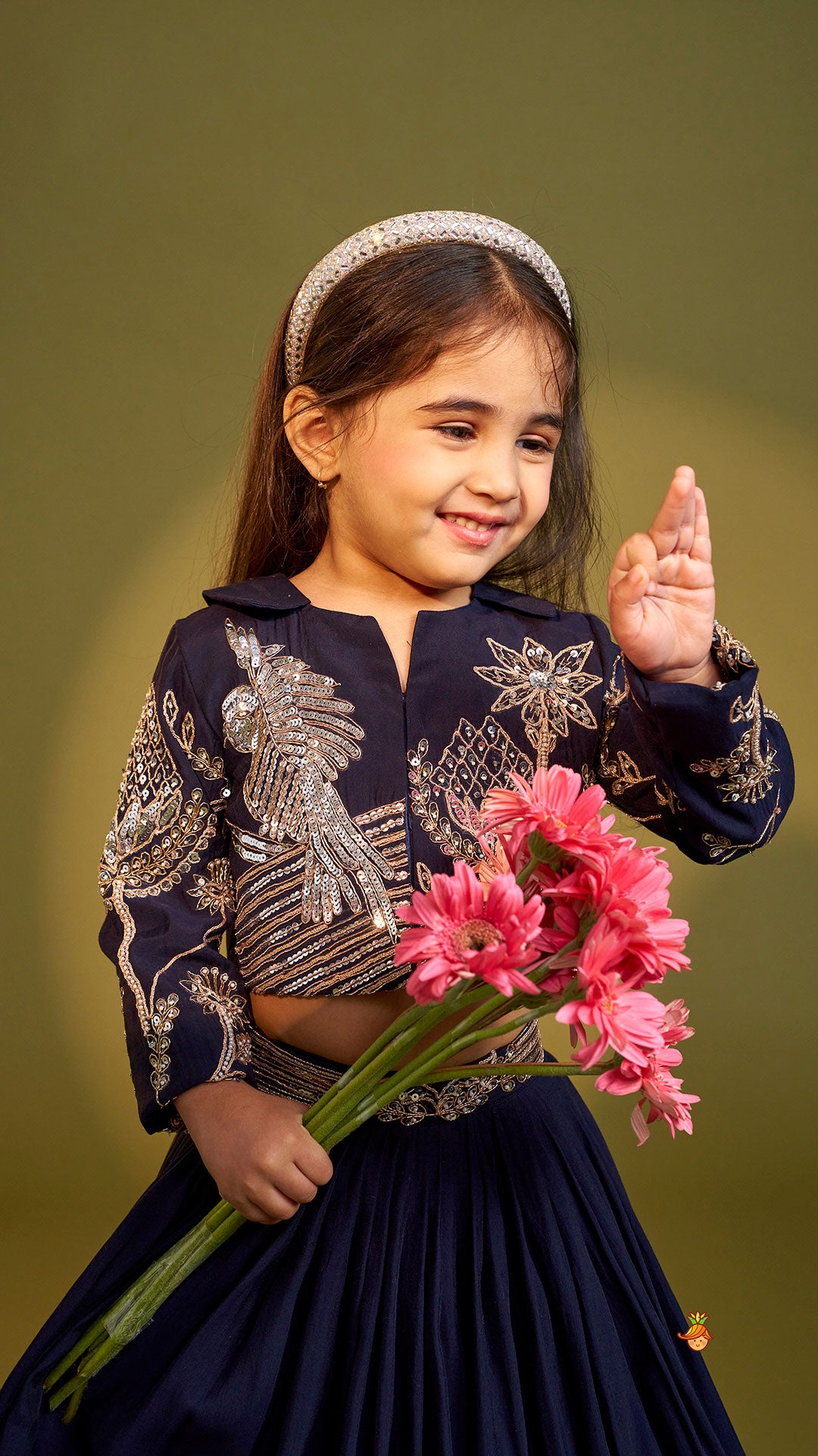 Heavy Embroidered Blue Top And Lehenga